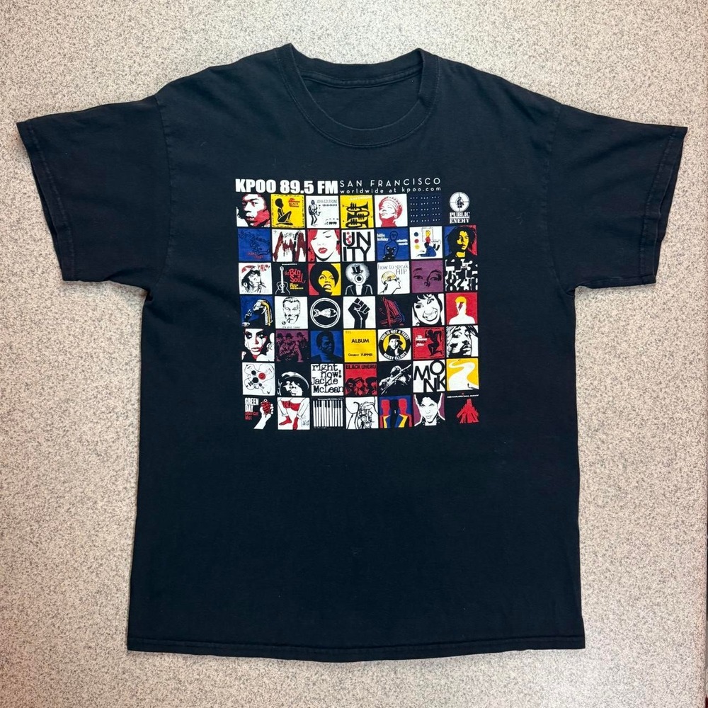 Vintage KPOO 89.5 SF Radio Grid Graphic Tee Large